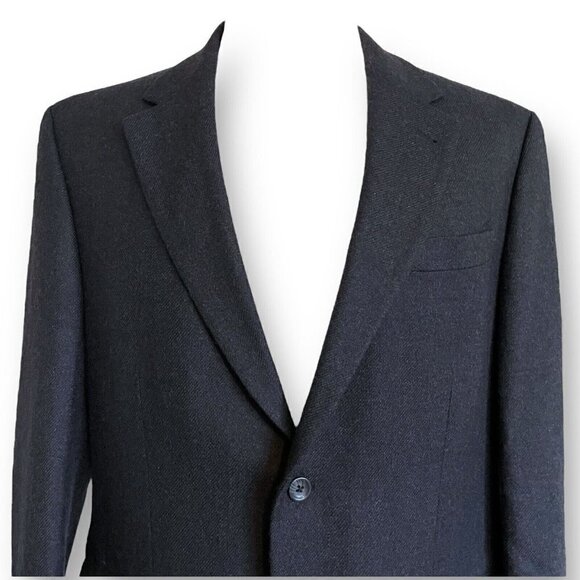 Oscar de la Renta Mens Blazer 43R Charcoal Gray Wool Flannel Two Button Jacket - Picture 4 of 11